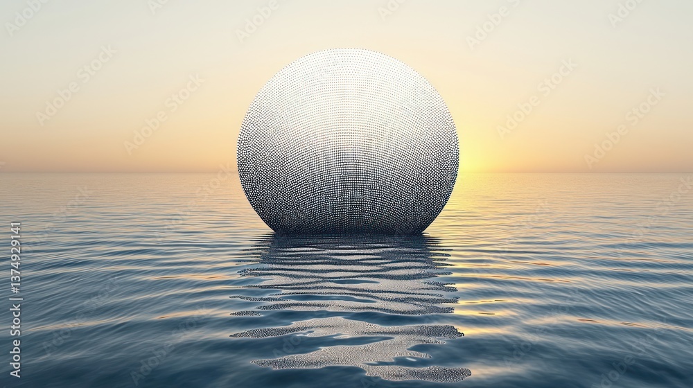 Obraz premium Sunset Sphere: A Serene Digital Artwork