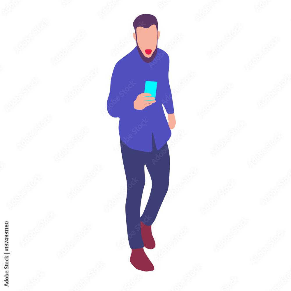 Man holding a phone, surprised expression Man holding a phone, surprised expression
