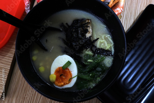 Photo of ramen soup, ramen is a typical Japanese food