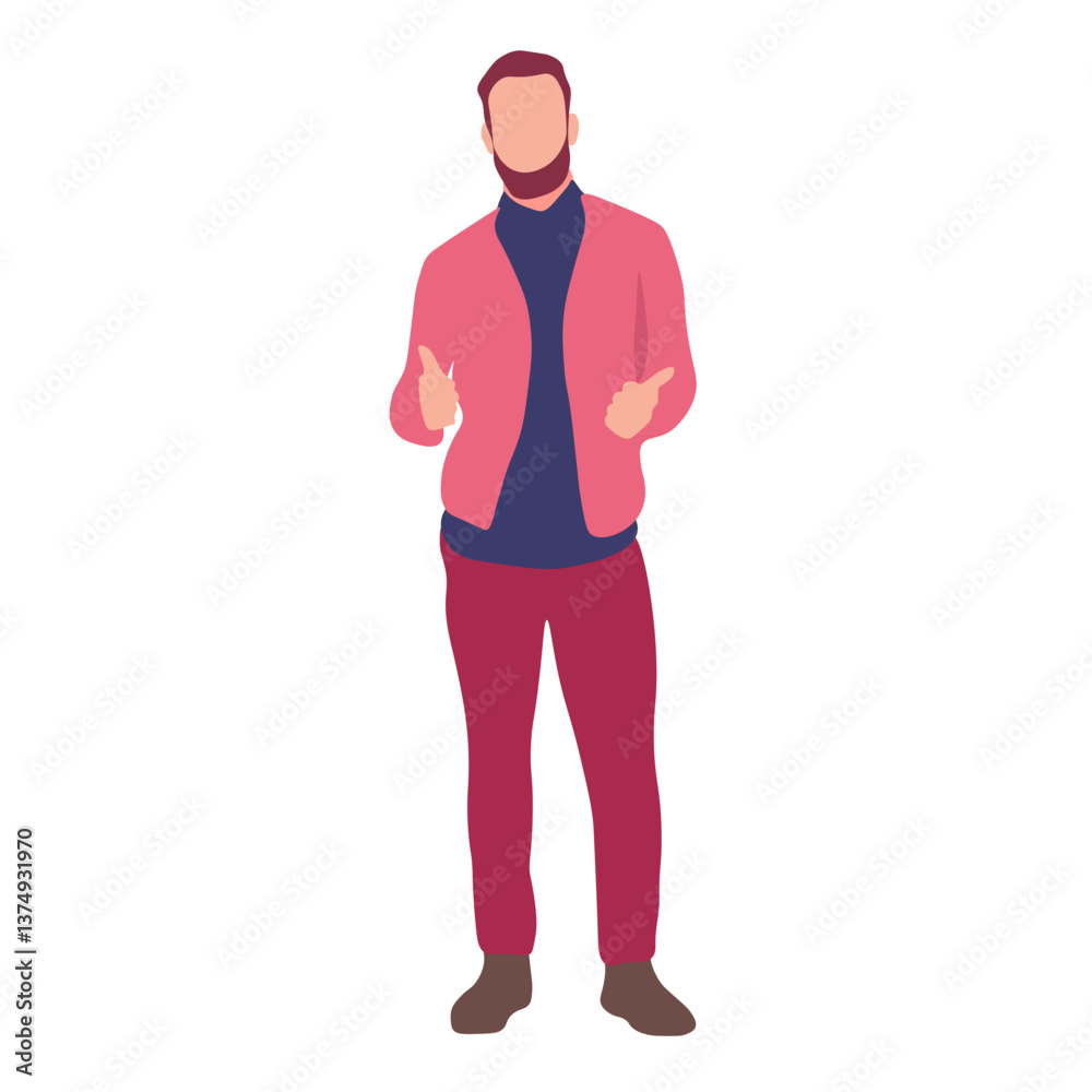 Fototapeta premium Man in casual attire, thumbs up