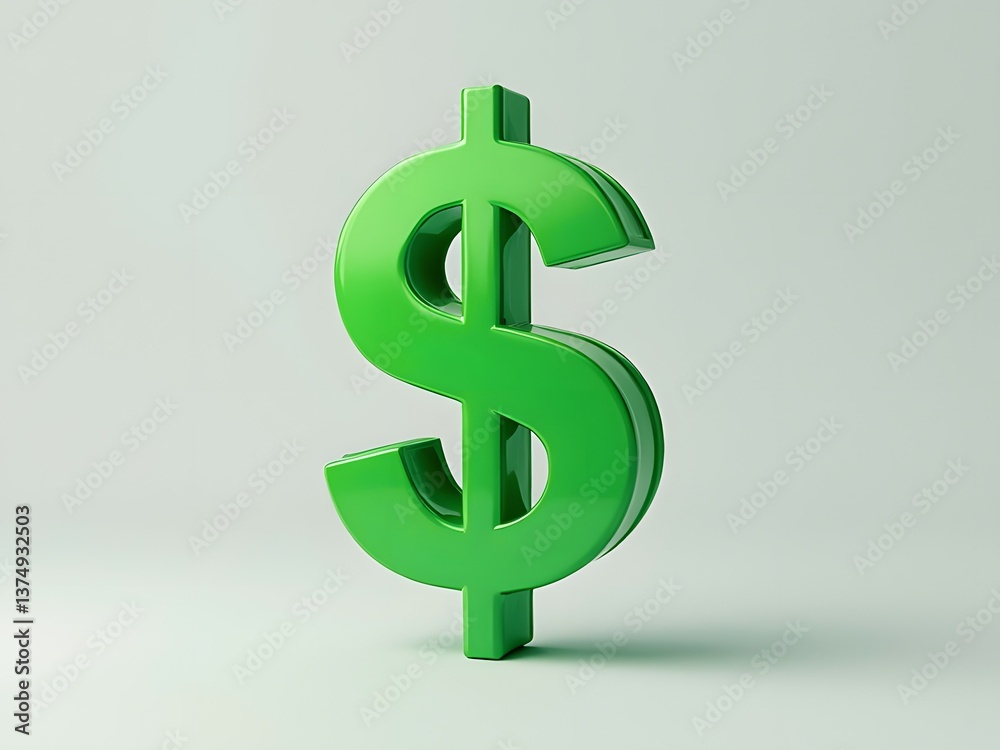 Green 3d dollar sign, striking and modern, currency symbol, bold financial icon Green 3d dollar sign, striking and modern, currency symbol, bold financial icon
