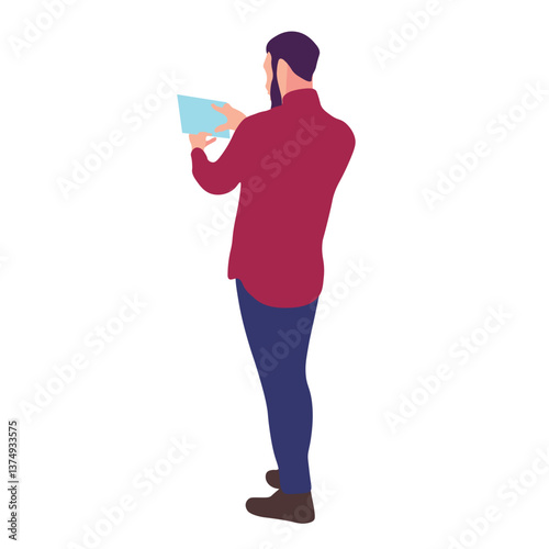 Man viewing a tablet
