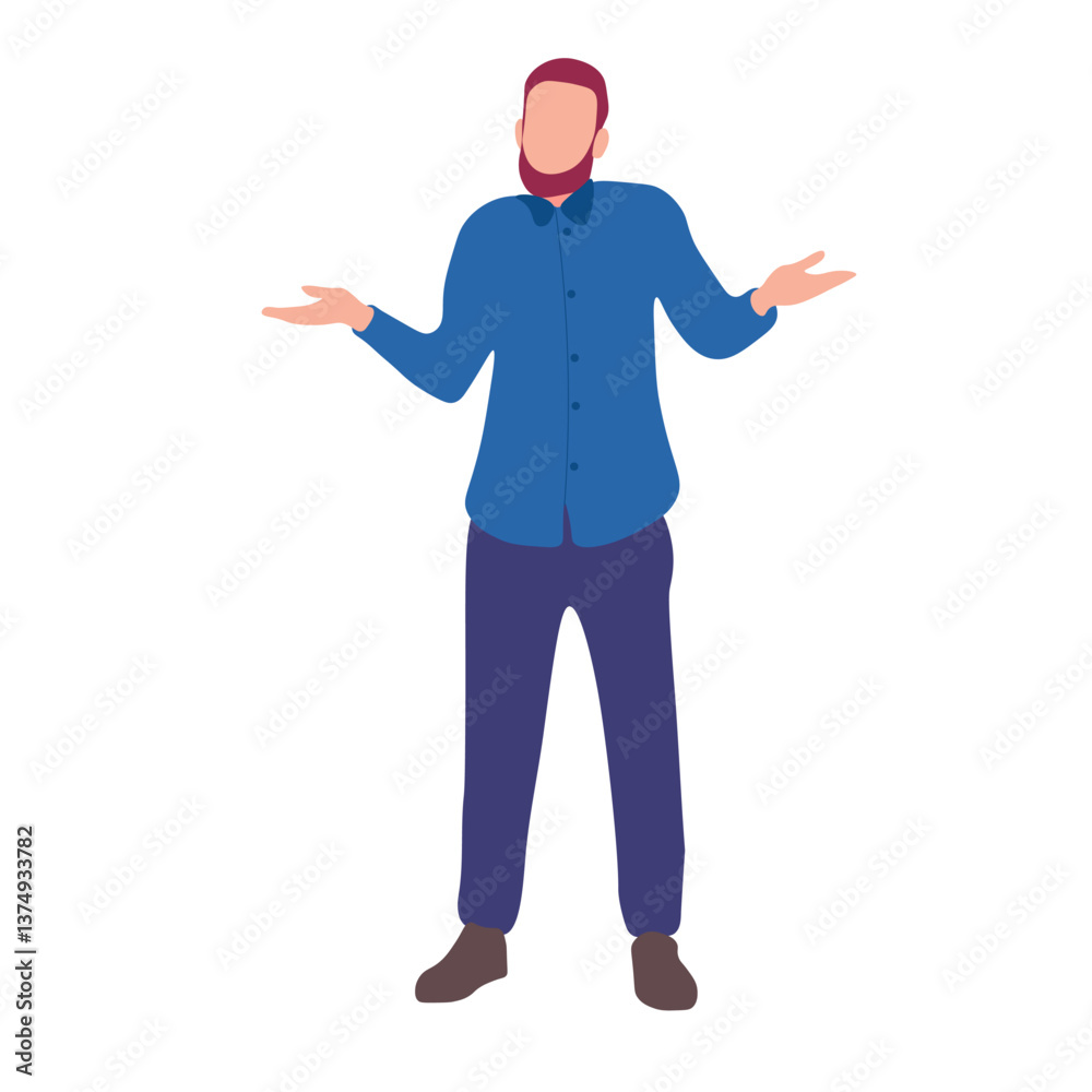 Man with open arms, in a shirt and pants Man with open arms, in a shirt and pants