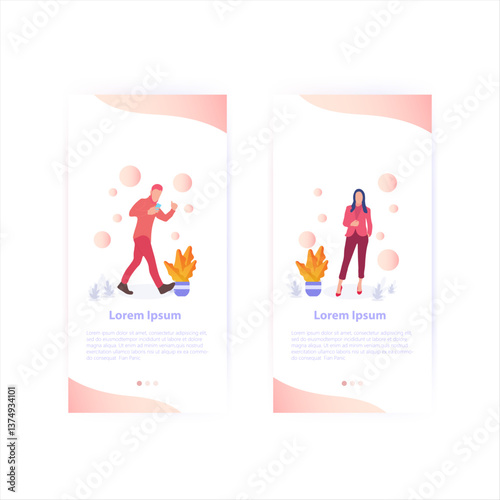 Mobile App Design Featuring People and Plants