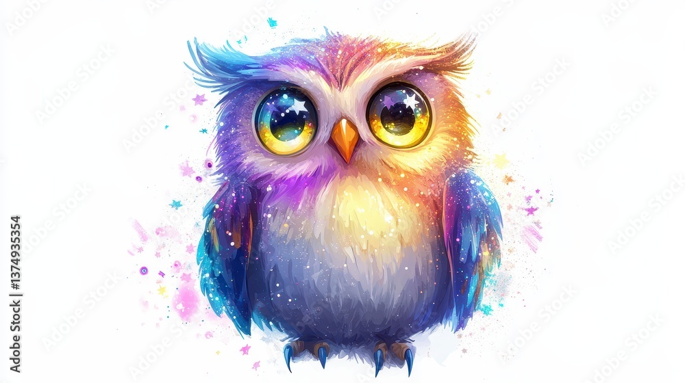Fototapeta premium Colorful Cartoon Owl Graphic
