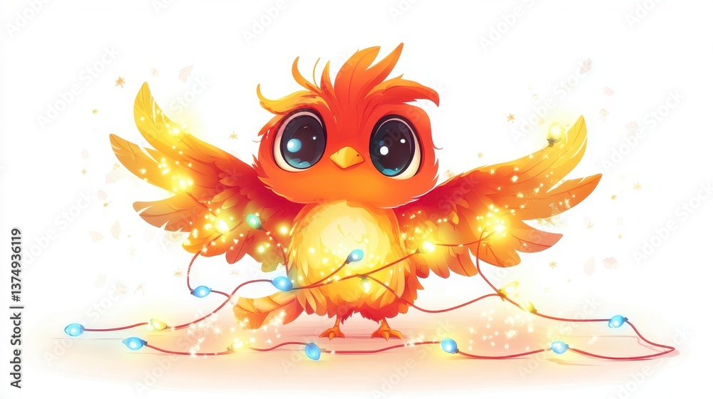 Fototapeta premium Cute Colorful Cartoon Bird