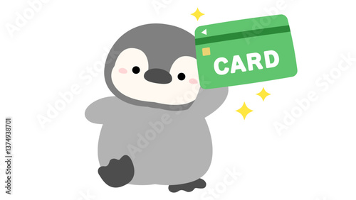 クレジットカードとペンギンのベクターイラスト