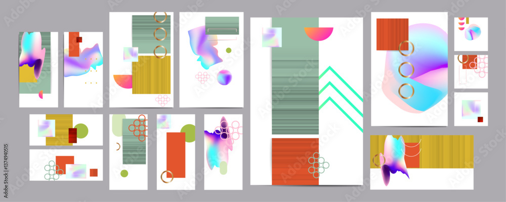 Fototapeta premium Conceptual & Abstract Design. Trendy bright neon colors with dynamic lines Retro Vibes Are Back Summer abstract fluid creative banner