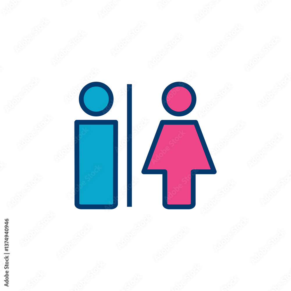 Toilet icon vector isolated on white background. Toilet sign. Man and woman restroom sign vector. Male and female icon Toilet icon vector isolated on white background. Toilet sign. Man and woman restroom sign vector. Male and female icon