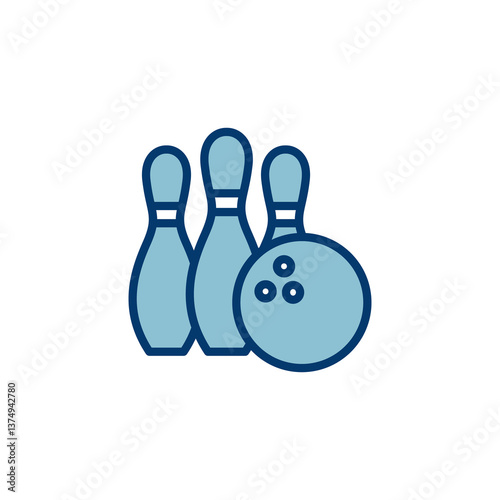 Bowling game Pin Icon vector isolated on white background. Bowling icon, ball and pin