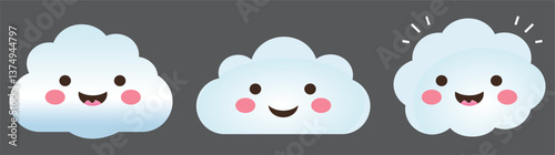 Cloud cartoon illustration kawai editable stroke