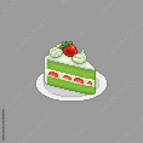 Matcha cake, pixel art food