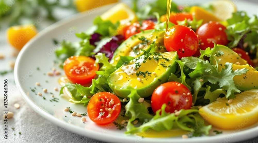 Fresh avocado salad with cherry tomatoes and lemon. Fresh avocado salad with cherry tomatoes and lemon.