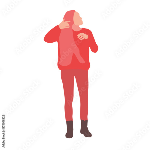 Stylish figure in red attire