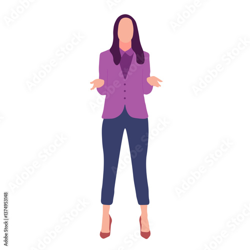 Woman in business attire, shrugging (1)