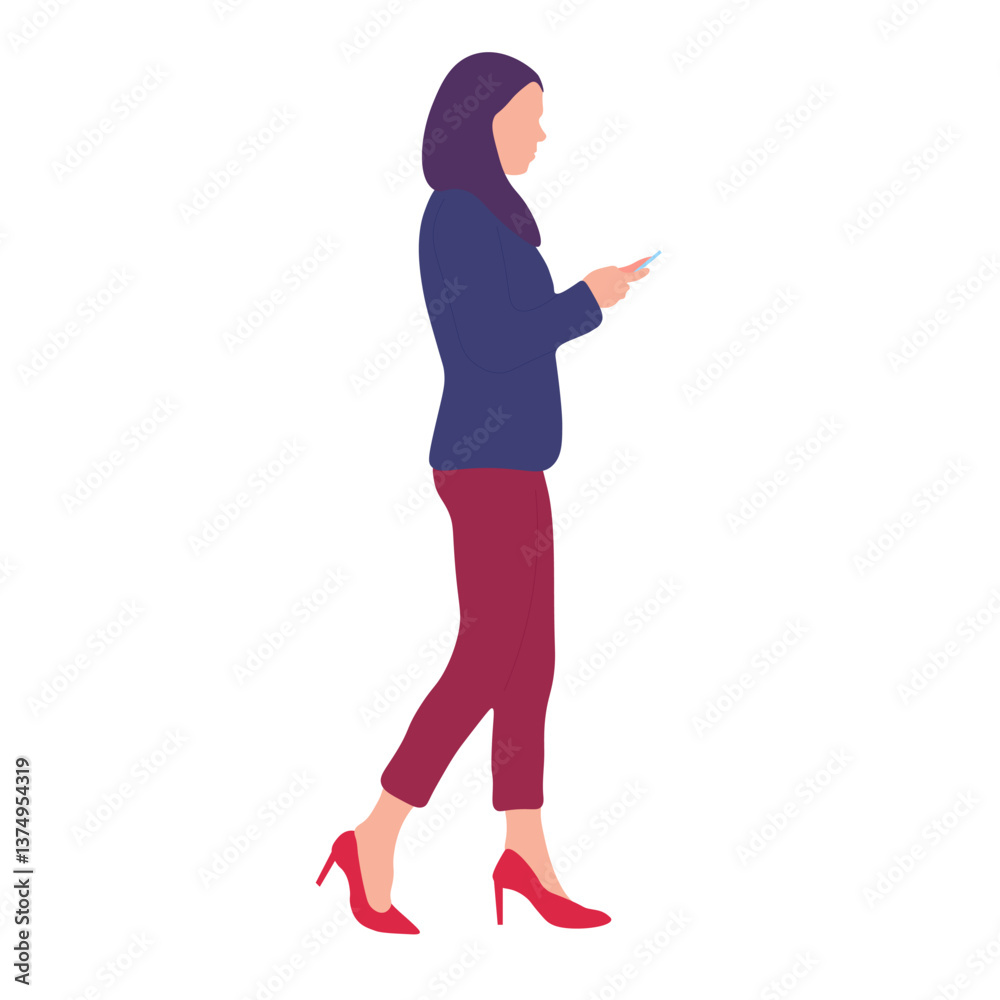 Fototapeta premium Woman in hijab walking and using a phone