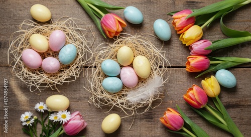 easter eggs and flowers