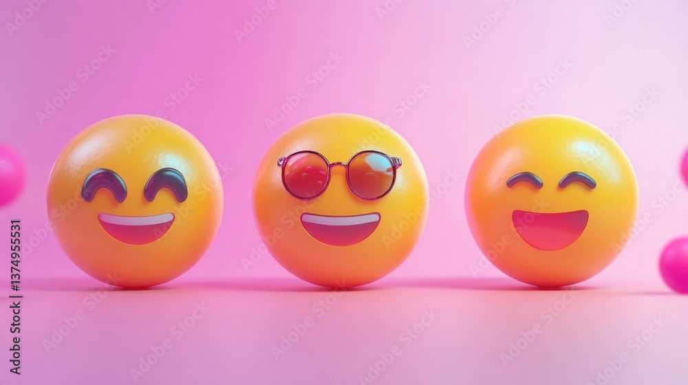 A fun illustration of emojis in different styles on a digital canvas A fun illustration of emojis in different styles on a digital canvas