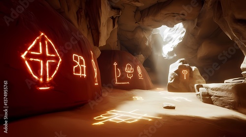 Mysterious Glowing Symbols Etched on Rocks Inside a Desert Cave