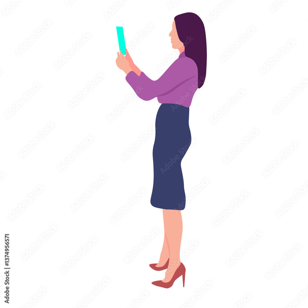 Woman using mobile phone, profile view