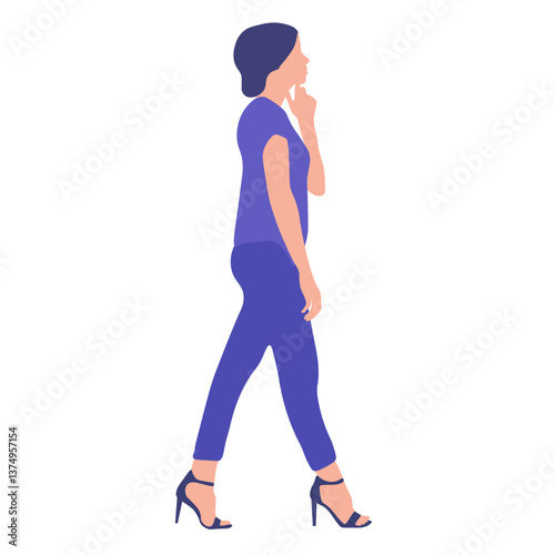 Woman Walking, Deep in Thought