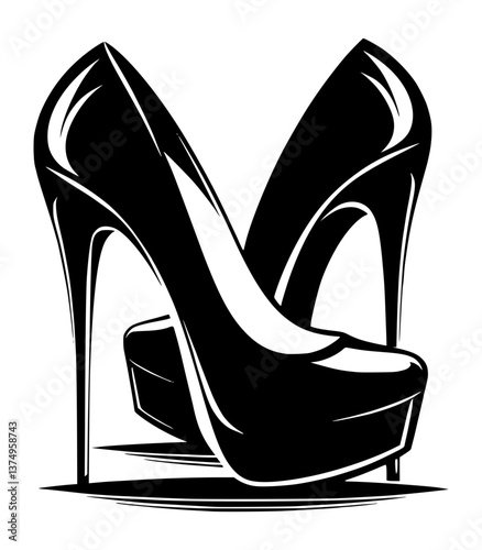 Shoes High Heels Women Luxury Fashion Platform Logo Sign Graphic Silhouette Shape Clipart Digital Art Illustration