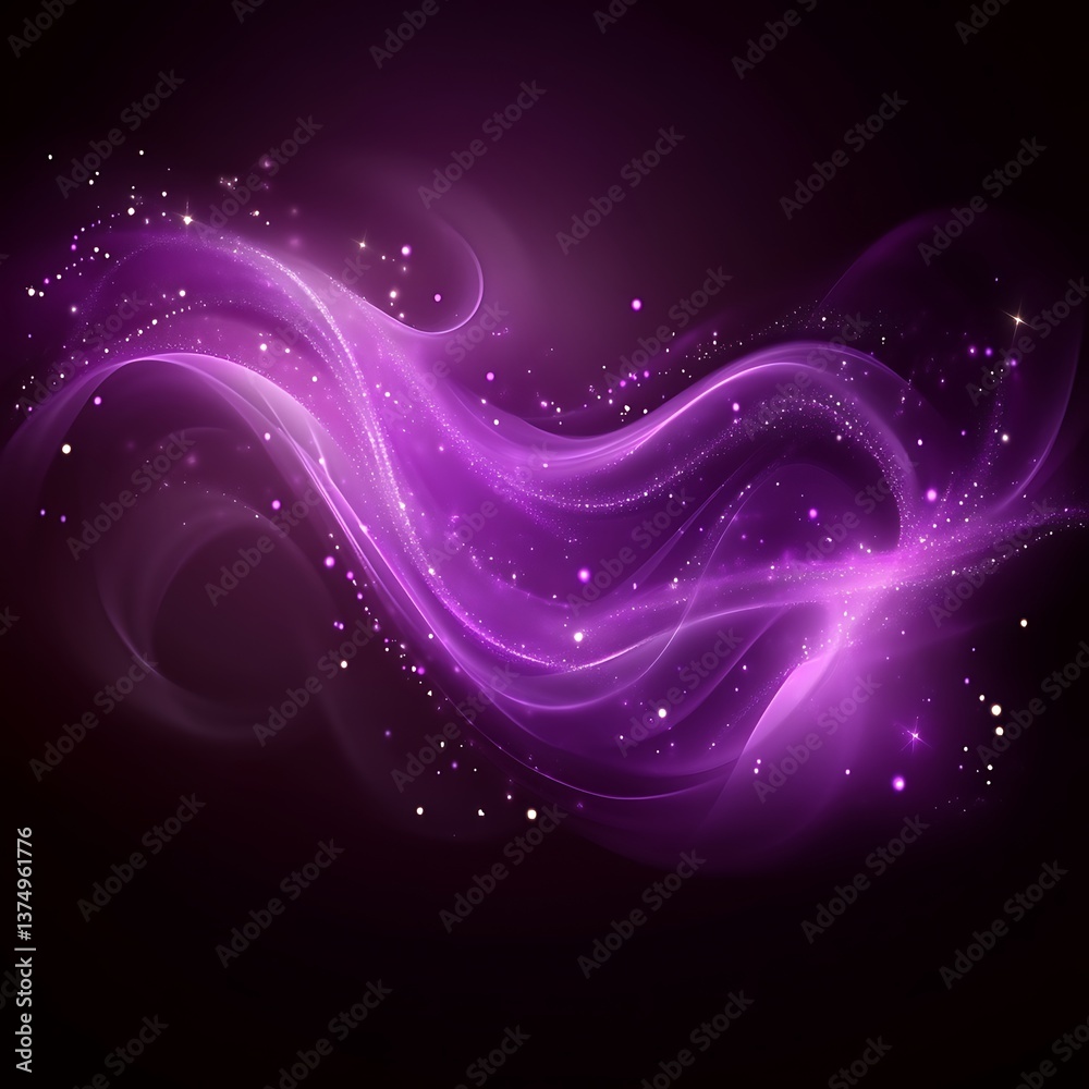 Fototapeta premium Abstract purple glowing ethereal energy waves, dark background