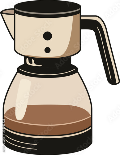 Stylized illustration of a classic coffee pot with a warm and cozy look, ideal for kitchen-themed designs, café branding, or cozy morning visuals.