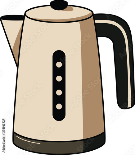 Modern illustration of an electric kettle with a simple, cozy style. Ideal for kitchen visuals, cooking themes, and home-inspired creative projects.