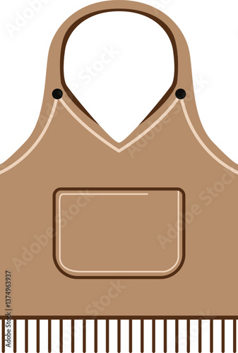 Simple and cozy illustration of a kitchen apron with a pocket and fringe detail. Great for cooking-themed projects, home decor, or culinary visuals.
