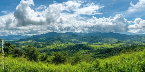 A beautiful landscape with a large mountain range in the background