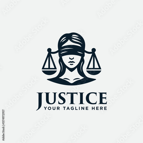 blindfold woman with justice scale for law firm logo design