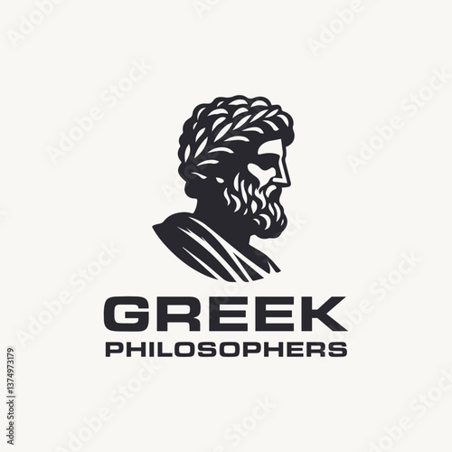 ancient greek philosopher head statue logo design