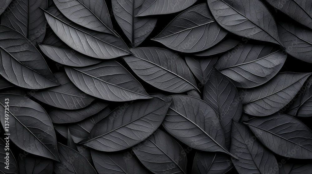 Detailed Monochromatic Leaf Pattern with Dark Tones and Bright Speckles Detailed Monochromatic Leaf Pattern with Dark Tones and Bright Speckles