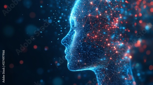 AI Learning & Business AI System - Digital Transformation with Data Analysis, IoT & Connectivity - Futuristic Design