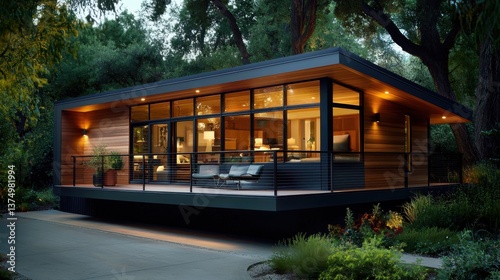 Cozy and functional tiny house with a minimalist, contemporary design featuring a loft and warm, inviting ambiance