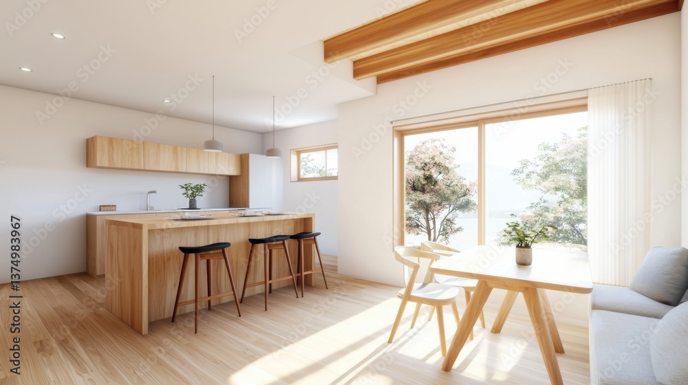 A bright and airy studio apartment featuring a minimalist, Scandinavian-inspired interior design with natural materials, clean lines, and ample natural light. A bright and airy studio apartment featuring a minimalist, Scandinavian-inspired interior design with natural materials, clean lines, and ample natural light.