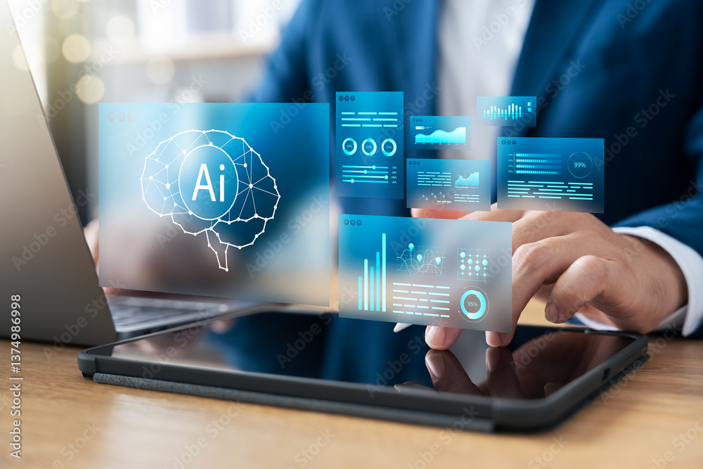 Humans use AI Artificial intelligence automation in their daily lives to help analyze data and prioritize their lives, automation to help business improve their efficiency, future technologies. Humans use AI Artificial intelligence automation in their daily lives to help analyze data and prioritize their lives, automation to help business improve their efficiency, future technologies.