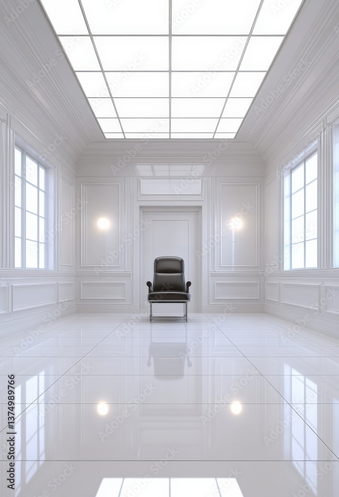 Fototapeta premium Elegant White Room with a Single Chair