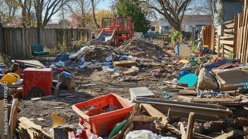 Wallpaper Mural Abandoned Playground Surrounded by Trash in Neglected Backyard Area Torontodigital.ca