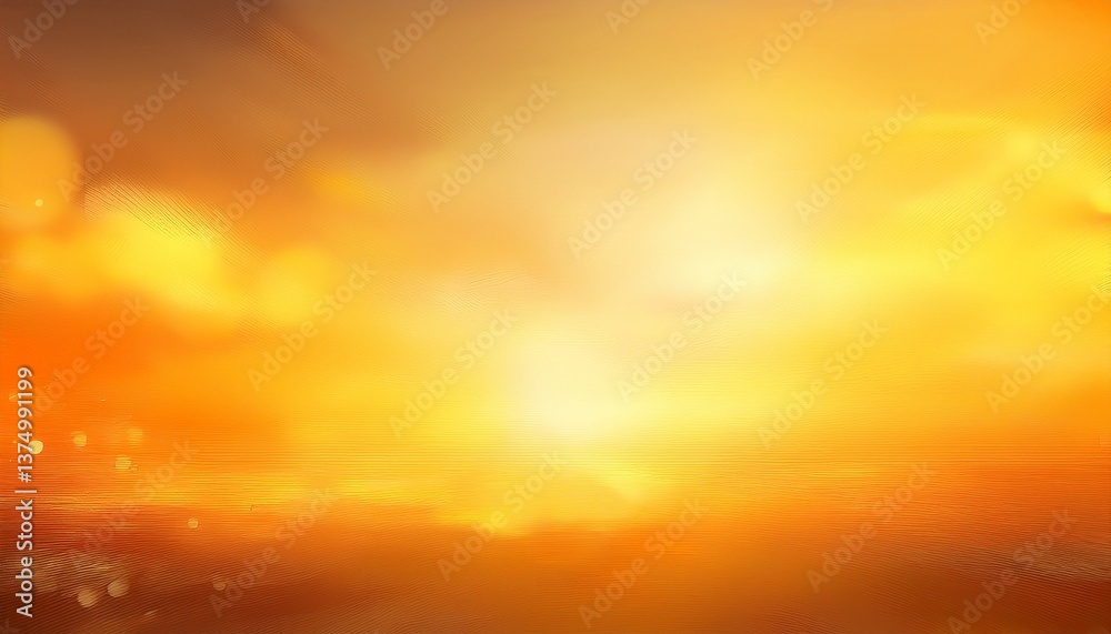 Fototapeta premium A blurred golden warm yellow and orange abstract sunny summer sky background Illustration. Generated image