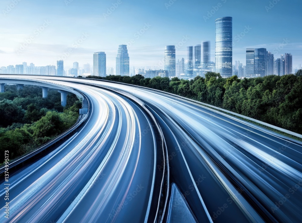 Fototapeta premium Modern Urban Highway System with Blurred Motion