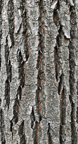 Close-up of tree bark texture, brown, grey, and black tones, rough, furrowed, natural light, , vertical lines, Old tree bark texture close up background