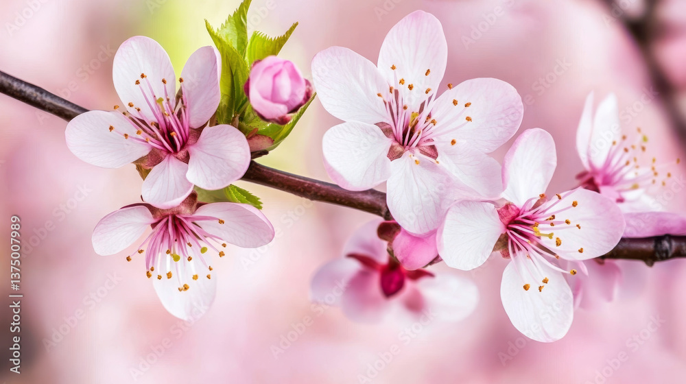 Naklejka premium Beautiful cherry blossoms in soft pink hues