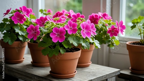 geranium flowers in pots