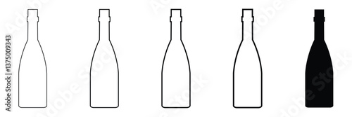 Bottle Silhouette Collection. Wine, Beer, Liquor Bottle Vector Set .Vector Illustration . 