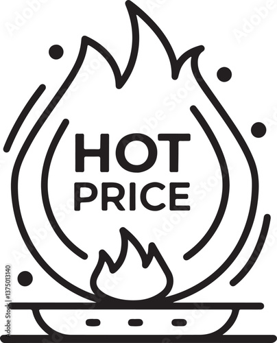 Hot price vector icon. Offer selling, marketing icon in flat filled and outline stroke line art.