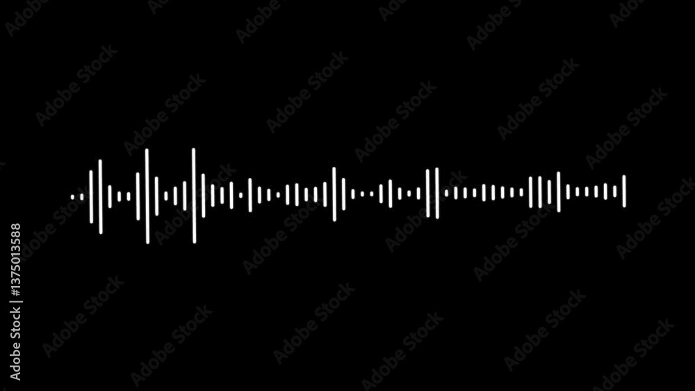 White audio waveform spectrum animation, Sound wave animation, classic graphic sound equalizer,
White and black audio visualization effect. digital audio spectrum wave effect