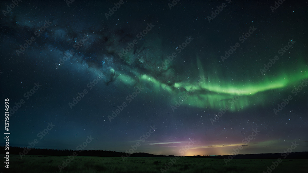 Fototapeta premium Northern Lights Dancing Across the Night Sky