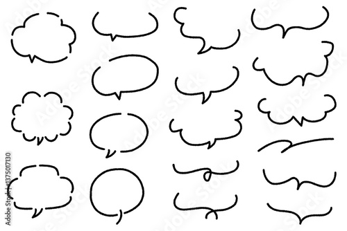 手描きの吹き出しセット04　ベクター